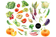 Watercolor vegetables set, a Background Graphic by Natasha Koltsova (Thumbnail 2 of 5)
