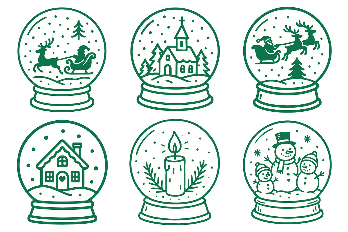 Christmas Snow Globes Hand Drawn Pac, an Illustration by Daily.Designs (Photo 3 of 7)