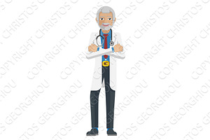 Mature Medical Doctor Cartoon Mascot, a Healthcare Illustration by Christos Georghiou