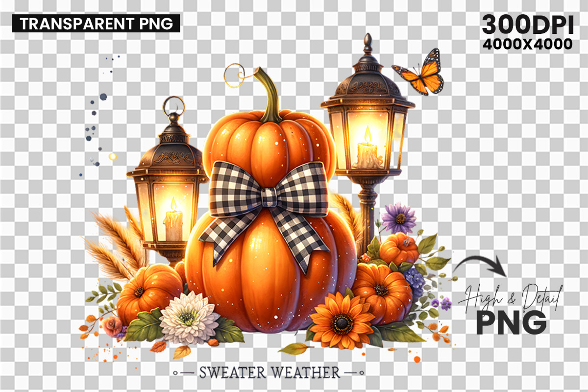 Pumpkin Lantern Autumn Harvest PNG, a Seasonal Illustration by Creative Arslan (Photo 2 of 3)