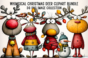 Whimsical Christmas Deer Clipart PNG, an Illustration by Dream Creation