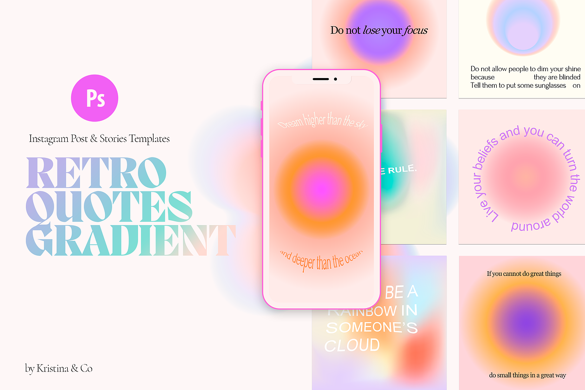 40 Retro Gradient Quotes – Photoshop, a Social Media Template by ...