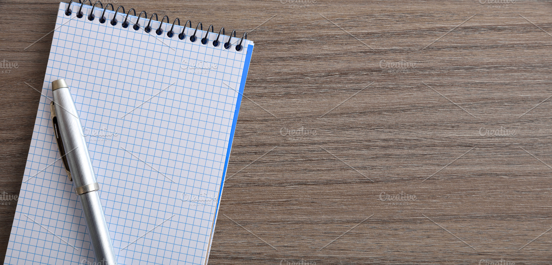 Blank Notebook with Pen on Wooden Desk, a Business Photo by Davizro's Market