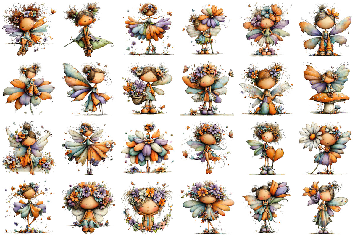 Whimsical Spring Fairy Clipart, an Illustration by designcity5 (Photo 2 of 5)