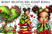 quirky valentine girl clipart bundle, an Illustration by CreationArt (Thumbnail 1 of 5)