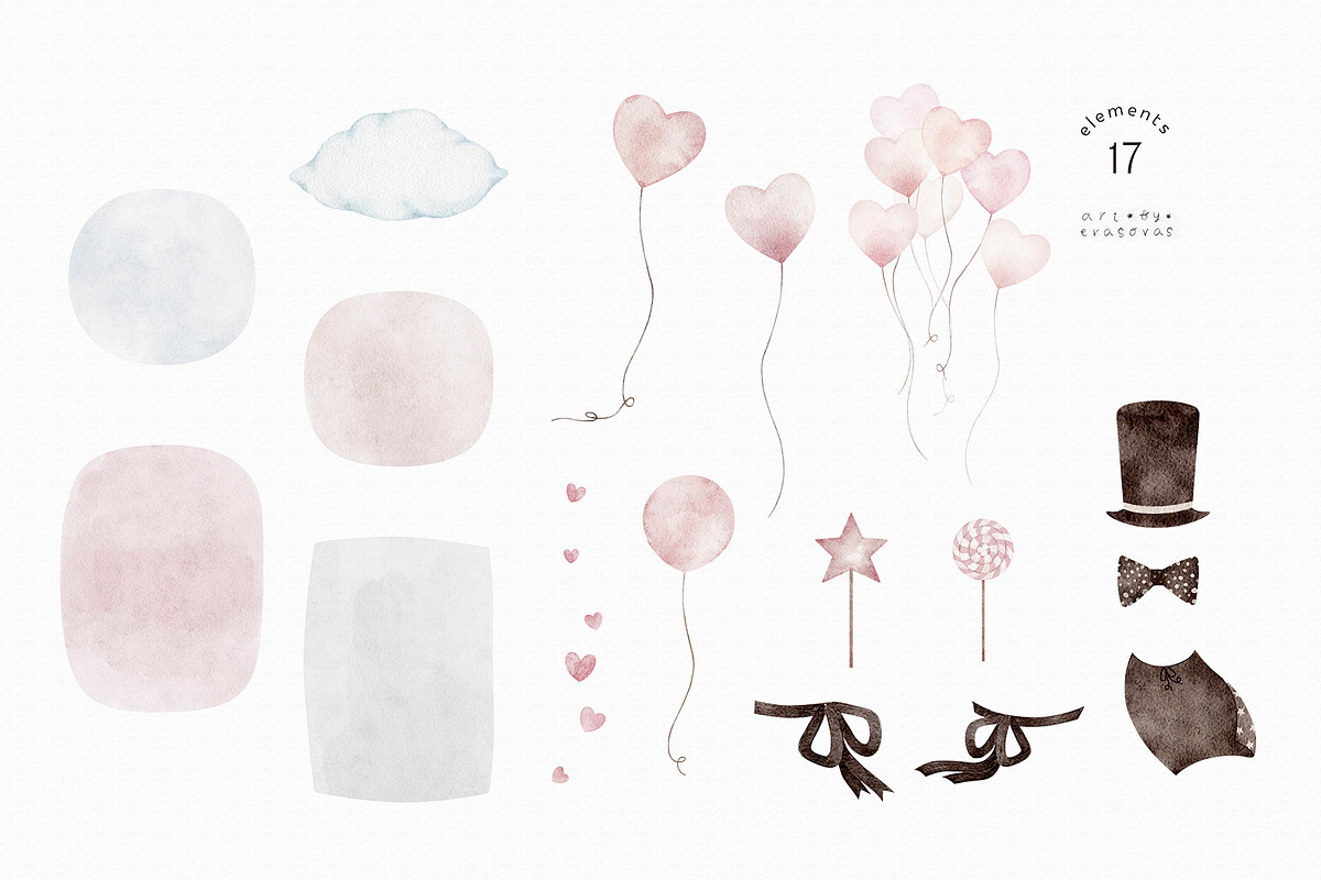 LOVELY BUNNIES watercolor set, an Animal Illustration by erasovas (Photo 9 of 11)