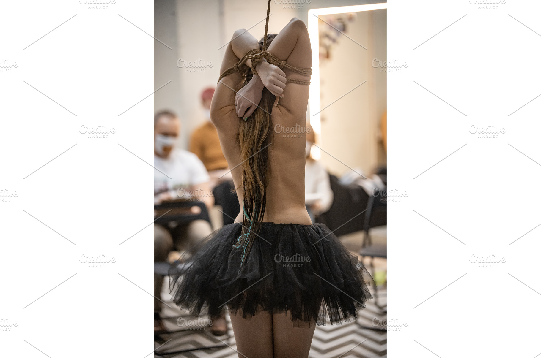 Topless woman standing on shibari, a Person Photo by Barcelona_dreams