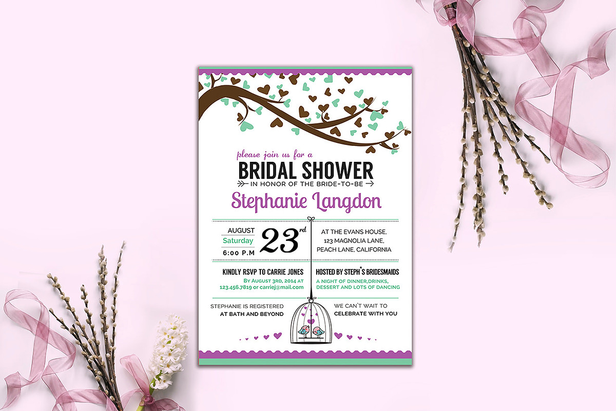 Illustrated Bridal Shower Invite, an Invitation Template by pallabip (Photo 2 of 7)