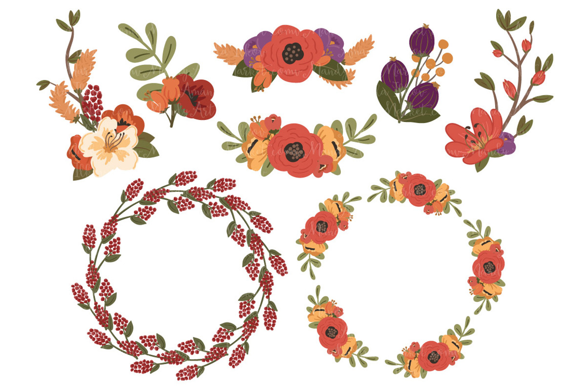 Floral Vector Wreaths in Autumn, an Illustration by Amanda Ilkov (Photo 4 of 4)