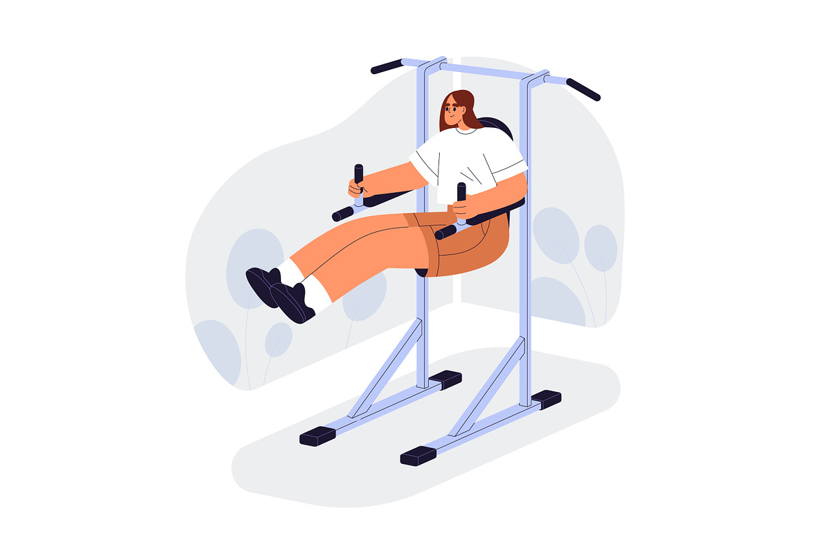 People do sport exercises in gym set, a Sport Illustration by Good Studio (Photo 9 of 15)
