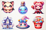 Kawaii Spooky Halloween Clipart, an Illustration by RobertsArt (Thumbnail 4 of 7)