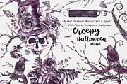 Creepy Halloween Clipart, a Seasonal Illustration by Depiano (Thumbnail 1 of 10)