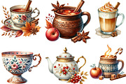 Watercolor Autumn Tea Party Clipart, an Illustration by Designking (Thumbnail 2 of 4)