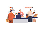 Customers paying at checkout set, a Person Illustration by Good Studio (Thumbnail 4 of 7)