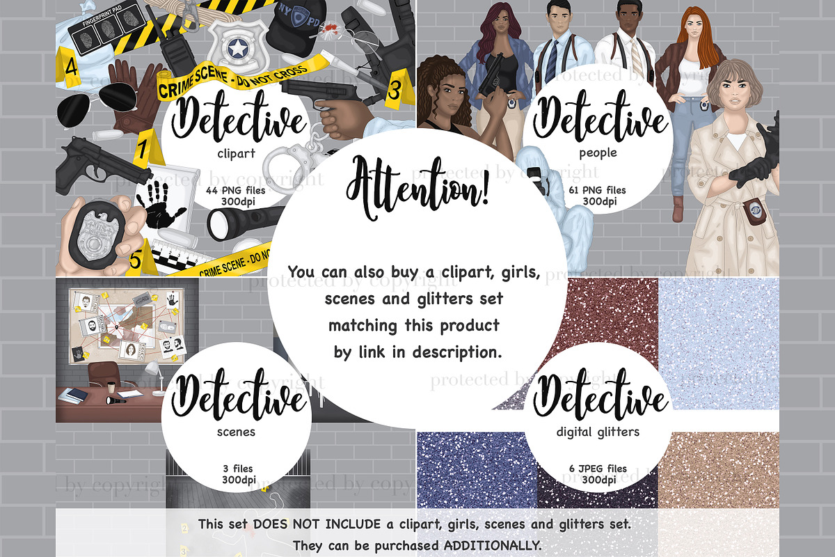 Detective Digital Paper, a Pattern Graphic by GlamArtZhanna (Photo 4 of 4)