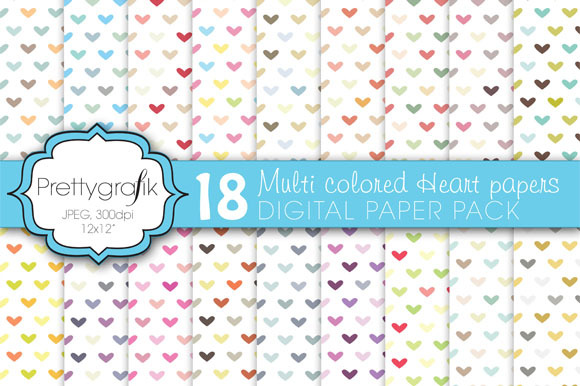 multi colored heart digital paper preview 2