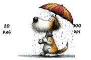 Whimsical Rainy Dog Clipart, an Animal Illustration by GiraffeCreative (Thumbnail 4 of 20)