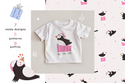 Christmas Puffins Clipart & Patterns, an Animal Illustration by danceyourlife (Thumbnail 2 of 7)