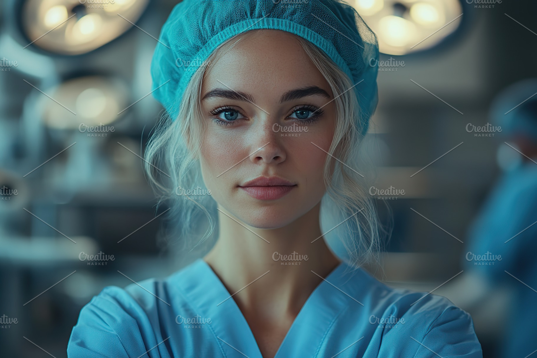 Female surgeon in medicine uniform in modern hospital operating room, a Health & Medical Photo by AlyaAnd