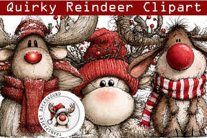 Quirky Christmas Reindeer Clipart