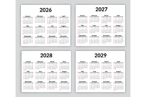 2026, 2027, 2028 and 2029 calendar, a Finance Illustration by the8monkey