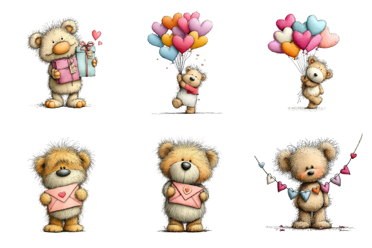 Valentine Teddy Bear Clipart PNG, an Illustration by SinaCreation (Photo 3 of 10)