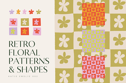 Retro Floral Checkered Pattern