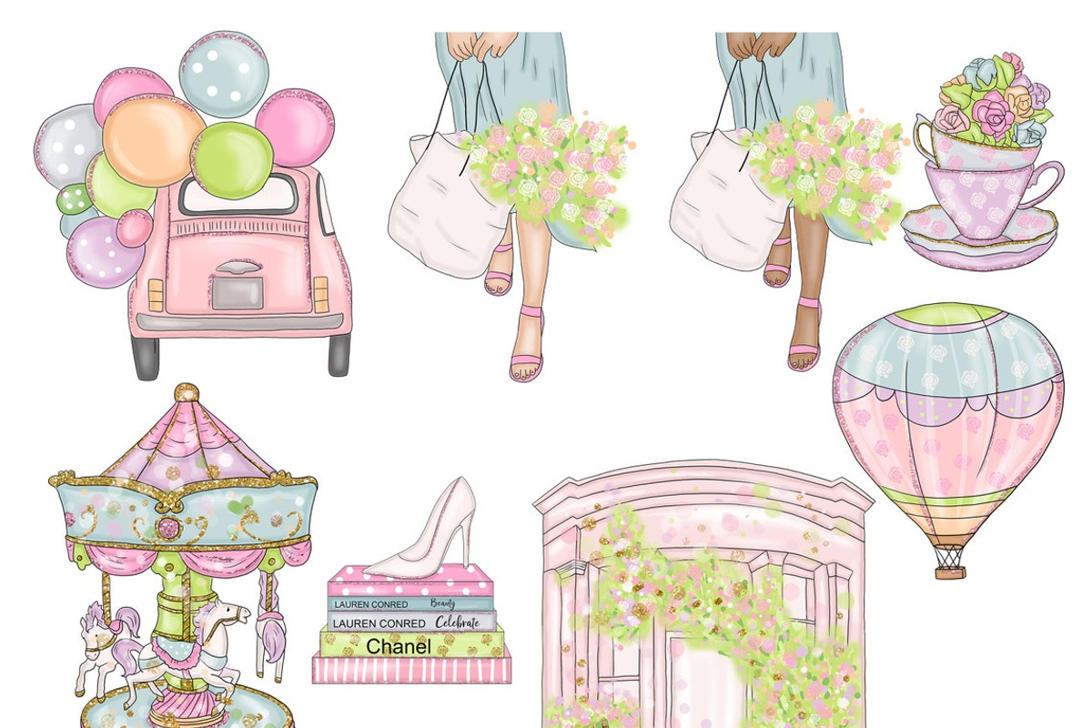 Summer In Paris Clipart, an Illustration by GlamArtZhanna (Photo 2 of 4)
