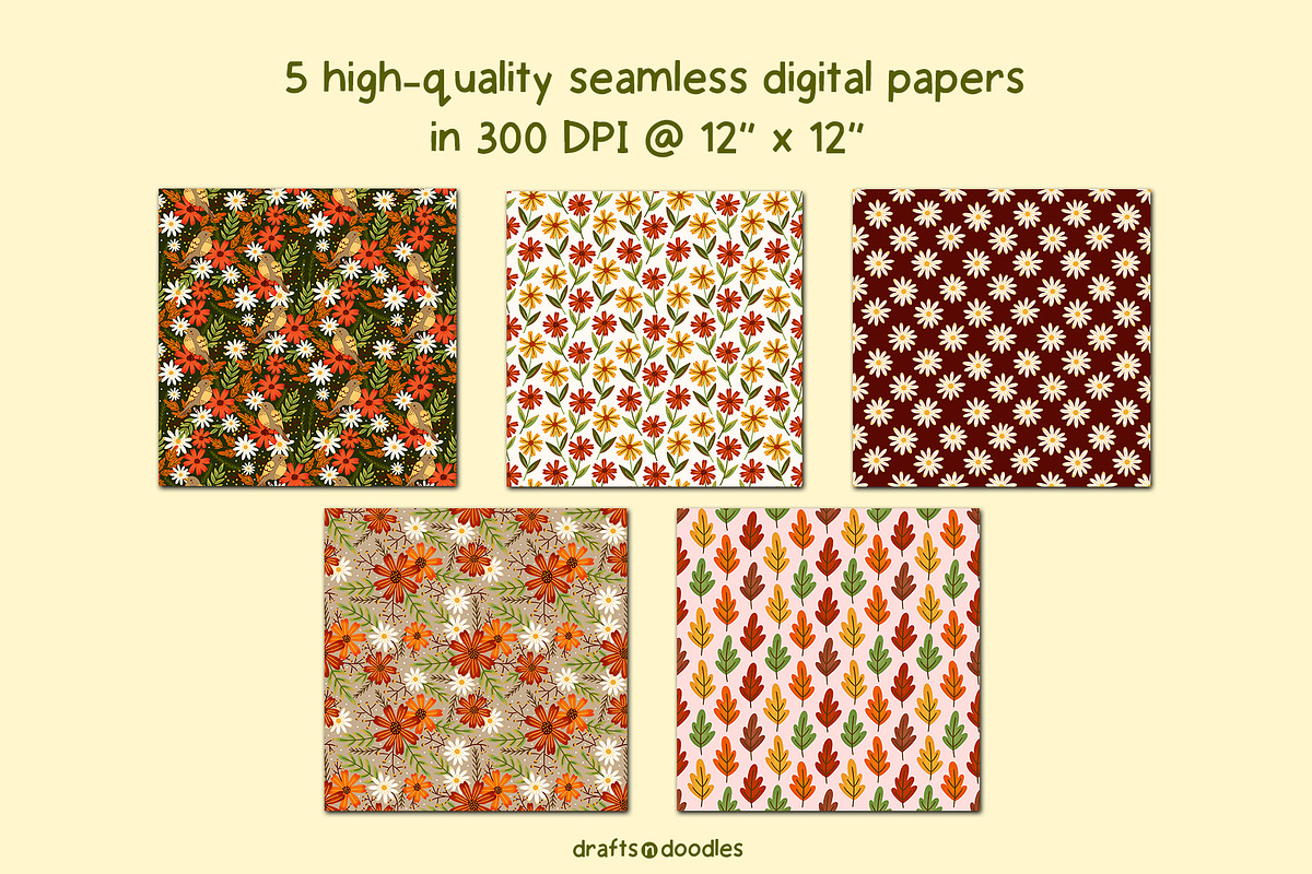 Autumn Garden Digital Paper Set, a Pattern Graphic by Drafts n Doodles (Photo 2 of 9)