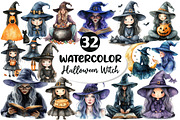 Halloween Cute Witch Clipart, an Illustration by Dream Creation (Thumbnail 1 of 6)