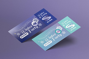 Blue Gradient Winter Party Ticket, a Card Template by graphicook