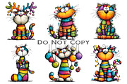 Rainbow Christmas Cat Clipart, an Illustration by Craft Nest (Thumbnail 2 of 9)