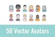 50 Male And Female Avatars, an Outline Icon by Asya Malysheva (Thumbnail 1 of 2)