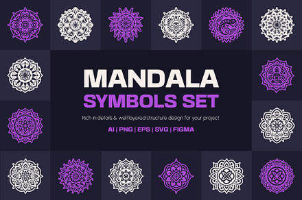 Mandala Symbols Art Set, a Solid Icon by Creative Stall
