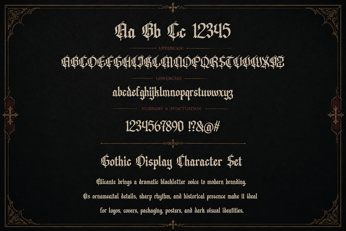 Alicante – Blackletter Font, a Blackletter Font by Mytype Studio (Photo 2 of 9)