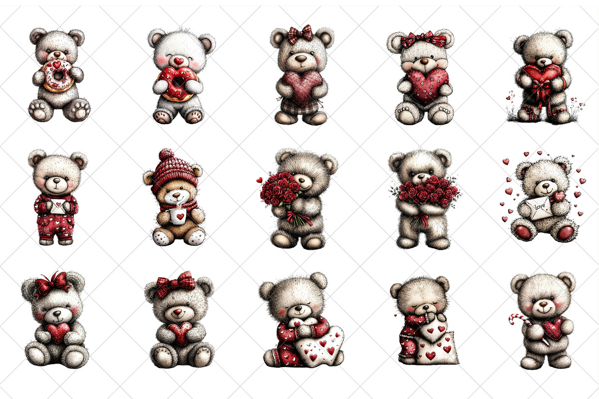 Valentines Teddy Bear Clipart, an Illustration by SinaCreation (Photo 2 of 7)