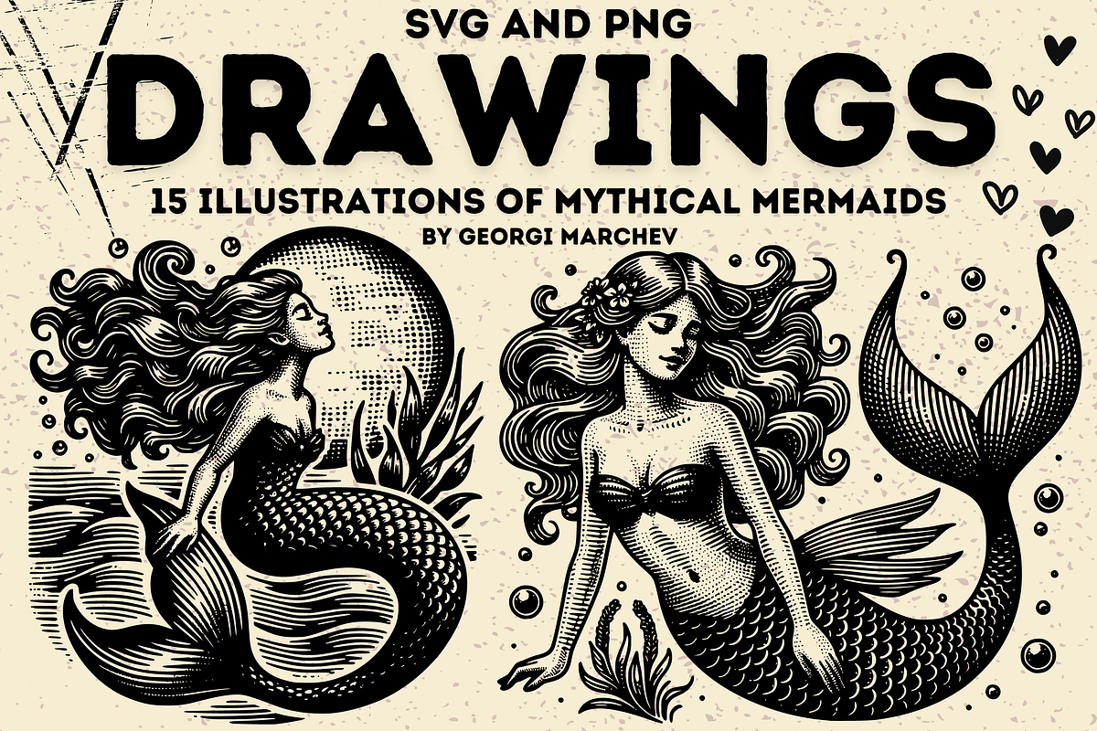 Magical Mermaid Illustrations Bundle, a Person Illustration by Ray Crimson