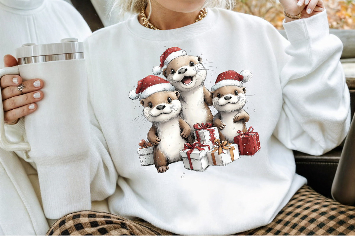 Christmas Otter Clipart Set, an Illustration by Sublimation Artist (Photo 4 of 6)