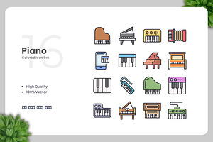 Piano Colored Icons, an Icon by Upnowgraphic