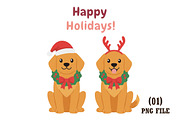 Christmas Dog Golden Retriever PNG, an Illustration by DreamArtGraphic (Thumbnail 1 of 6)