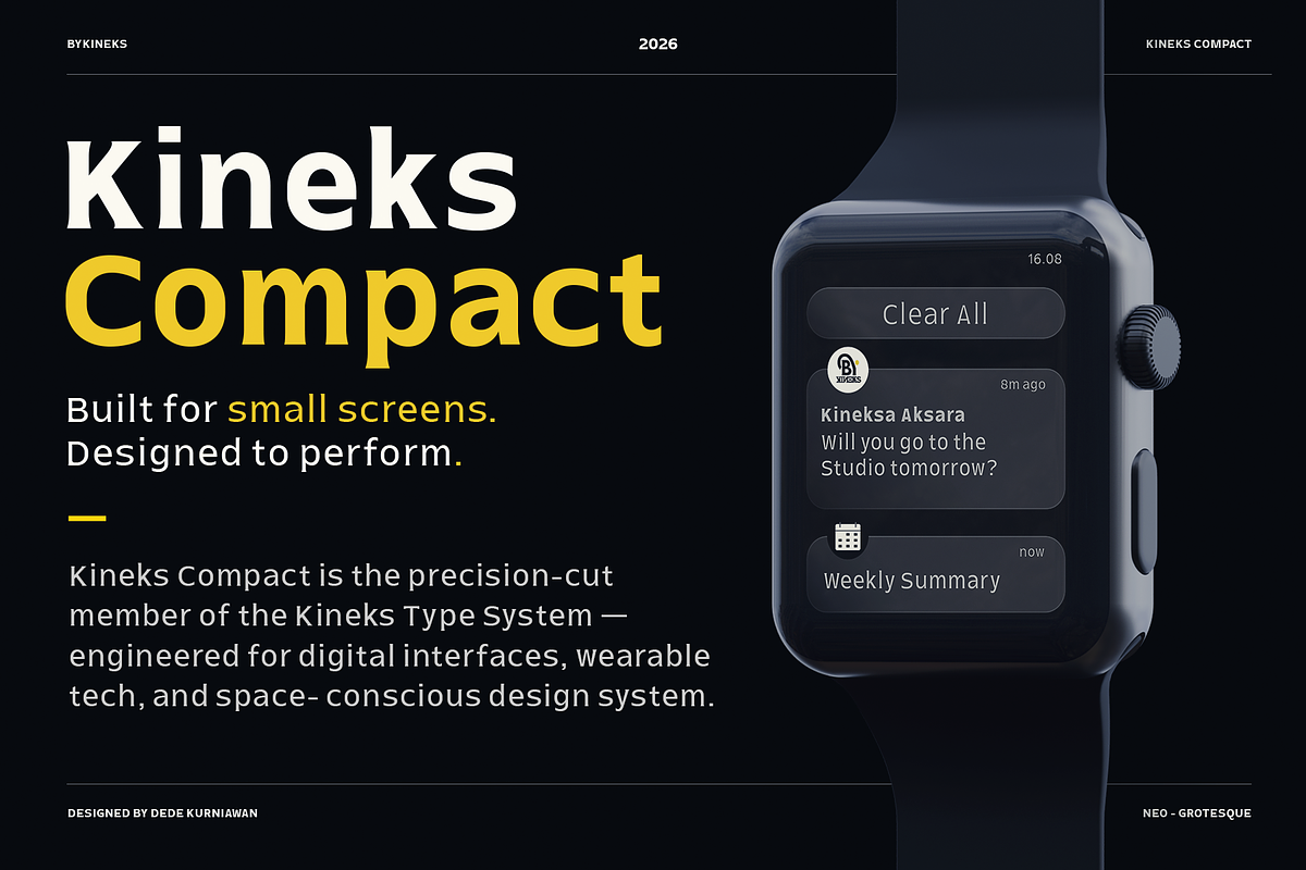 Kineks Compact | Neo-Grotesque, a Sans Serif Font by By Kineks (Photo 1 of 10)