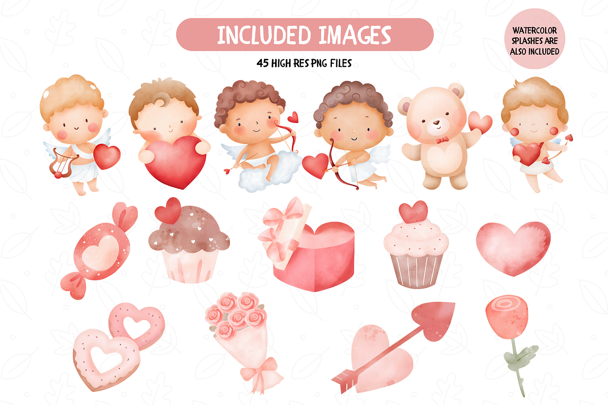 Cute Valentine Clipart Set, an Illustration by TatiMockup (Photo 3 of 5)
