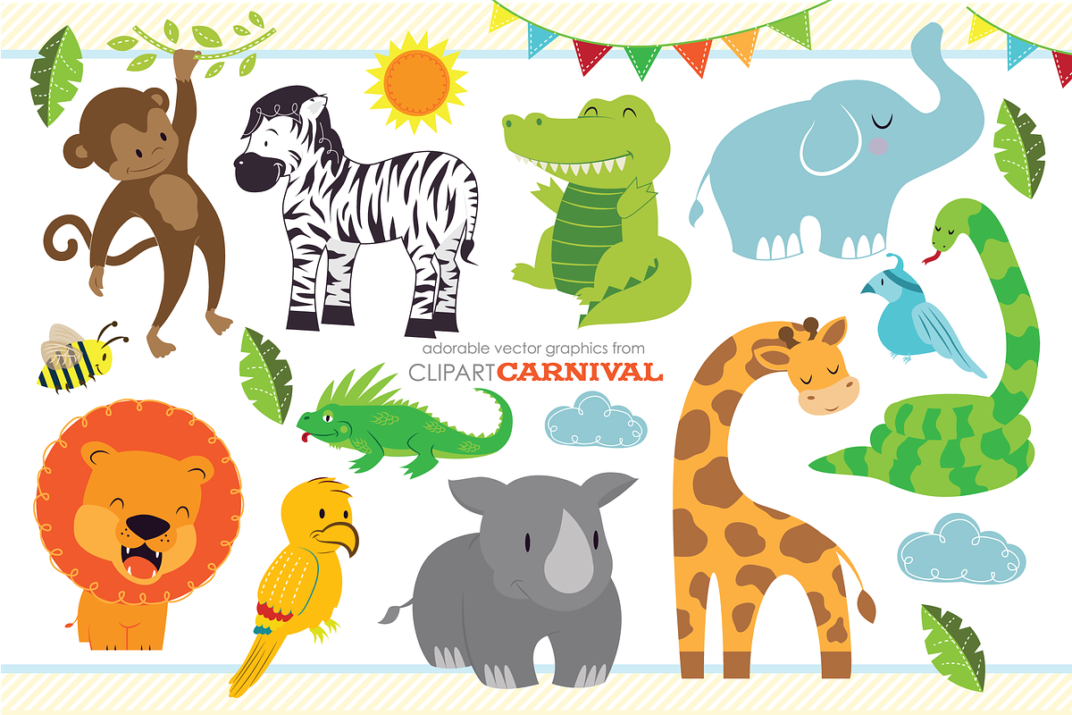 Cute Baby Jungle Safari Animals Art, an Animal Illustration by ...