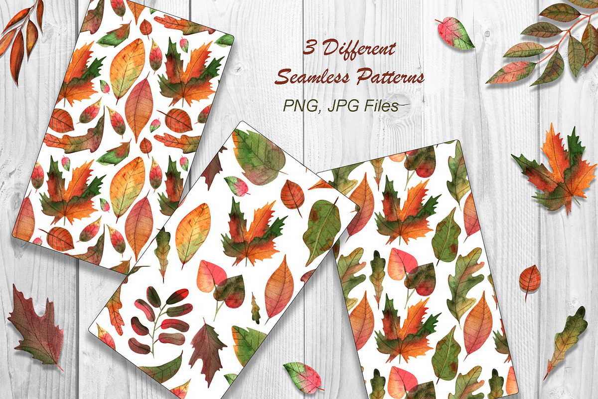 Watercolor Autumn Leaves, an Illustration by TanataDesign (Photo 4 of 6)