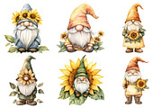Adorable Gnomes with Flowers Clipart, an Illustration by SinaCreation (Thumbnail 2 of 5)