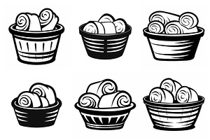 six baskets filled with rolled towel, an Object Graphic by Billah Hub
