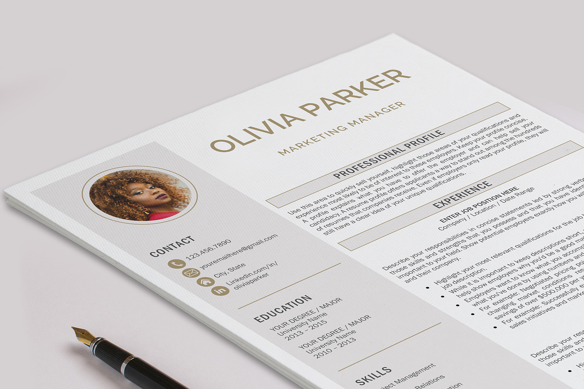 Resume Template with Photo, a Resume Template by Klamp Studio (Photo 7 of 9)