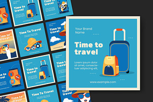 Travel Social Media Post Layouts Set, a Templates & Theme by studiogstock