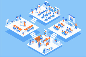 Isometric Office Illustrations Pack