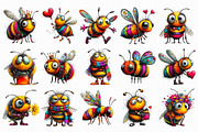Whimsical Honey Bee Clipart, an Illustration by Libby Wishes (Thumbnail 2 of 6)